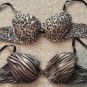 Lot of 2 animal print Victoria secret bras 34D